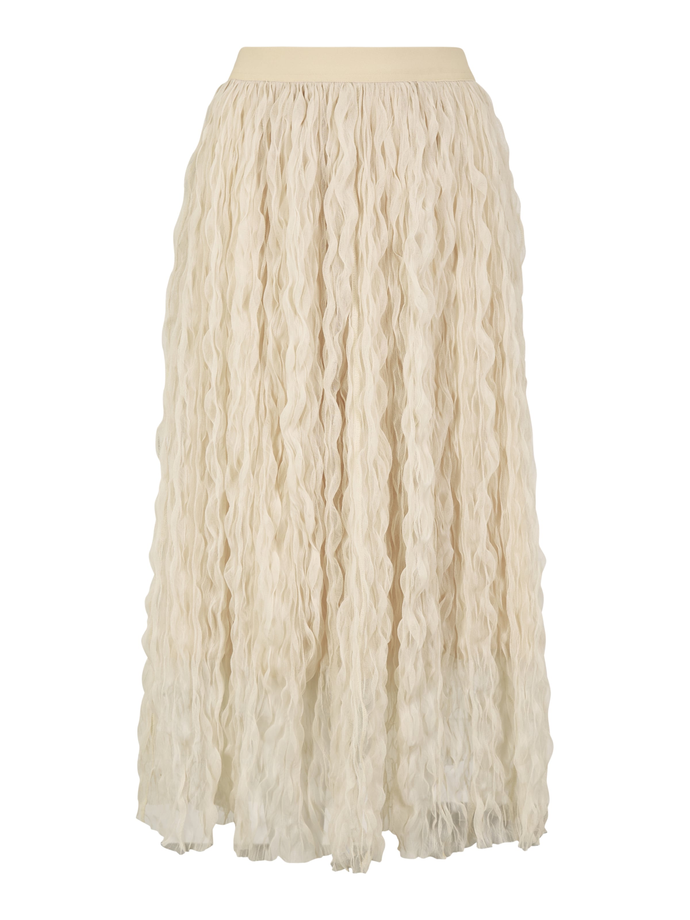 Apricot Wavy Tulle Midi Skirt ' ' in Beige: Vorderseite