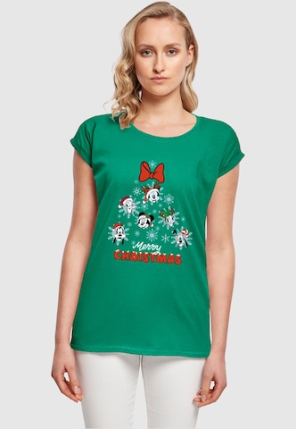 ABSOLUTE CULT Shirt 'Ladies Mickey And Friends - Christmas Tree' in Groen: voorkant
