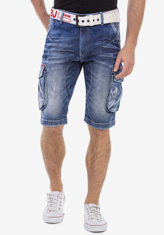 CIPO & BAXX Regular Cargo Jeans in Blue: front