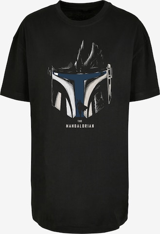 F4NT4STIC Oversized Shirt 'Star Wars The Mandalorian Helmet Silhouette' in Black: front