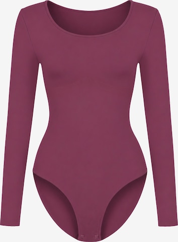 Body modellante 'Longsleeve Sculpting Bodysuit with Slip' di cfab in lilla: frontale