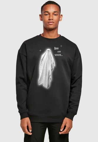 Merchcode Sweatshirt 'Halloween - Boo And Stuff' in Zwart: voorkant