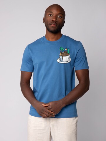 Watapparel Shirt 'Coffee Waves' in Blauw: voorkant