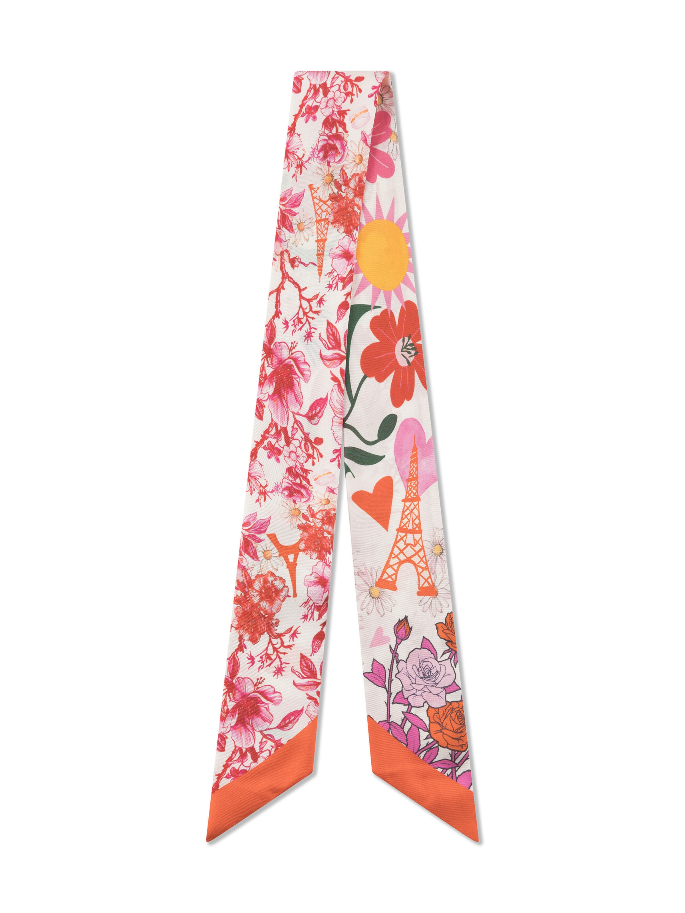 CODELLO Twilly Tuch Schal Seide für viele Stylingmöglichkeiten in Rot: Vorderseite