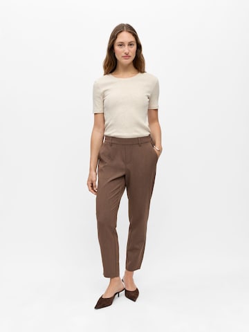 OBJECT Slim fit Pleat-front trousers 'OBJLisa' in Brown