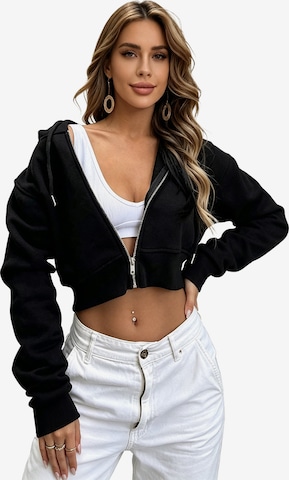 KoJooin Between-season jacket 'Damen Herbst-Winter Kapuzenjacke mit Reißverschluss Lässiger und Sportpullover im europäischen Stil' in Black: front