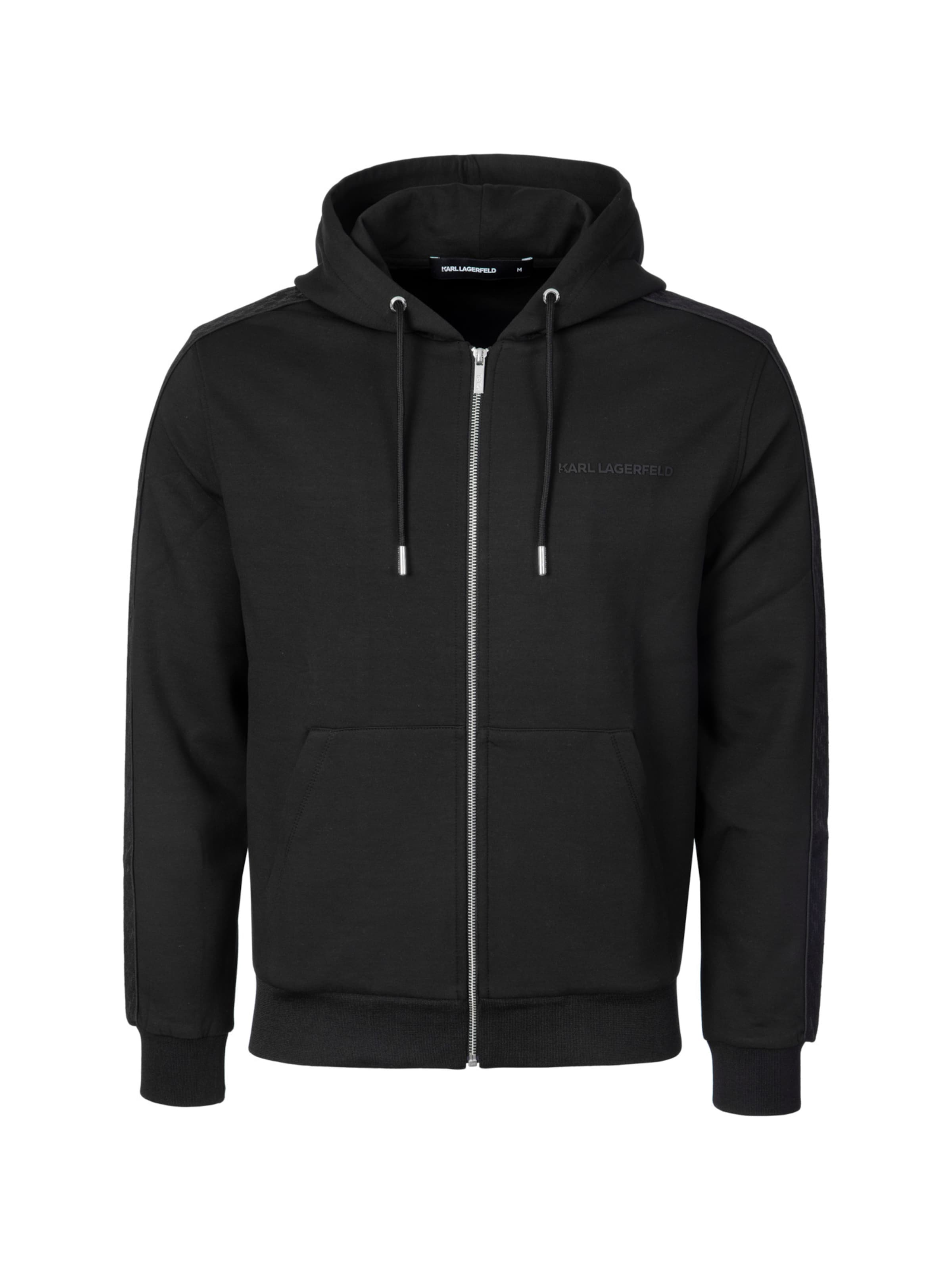 Karl Lagerfeld - Sudadera con cremallera en negro: frente