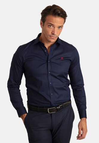Sir Raymond Tailor Regular fit Button Up Shirt 'Moss' in Blue: front