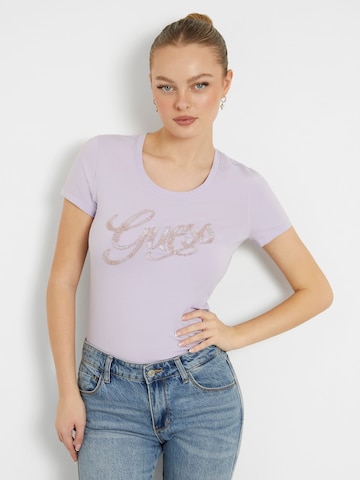 GUESS Shirt 'Strass' in Purple: front