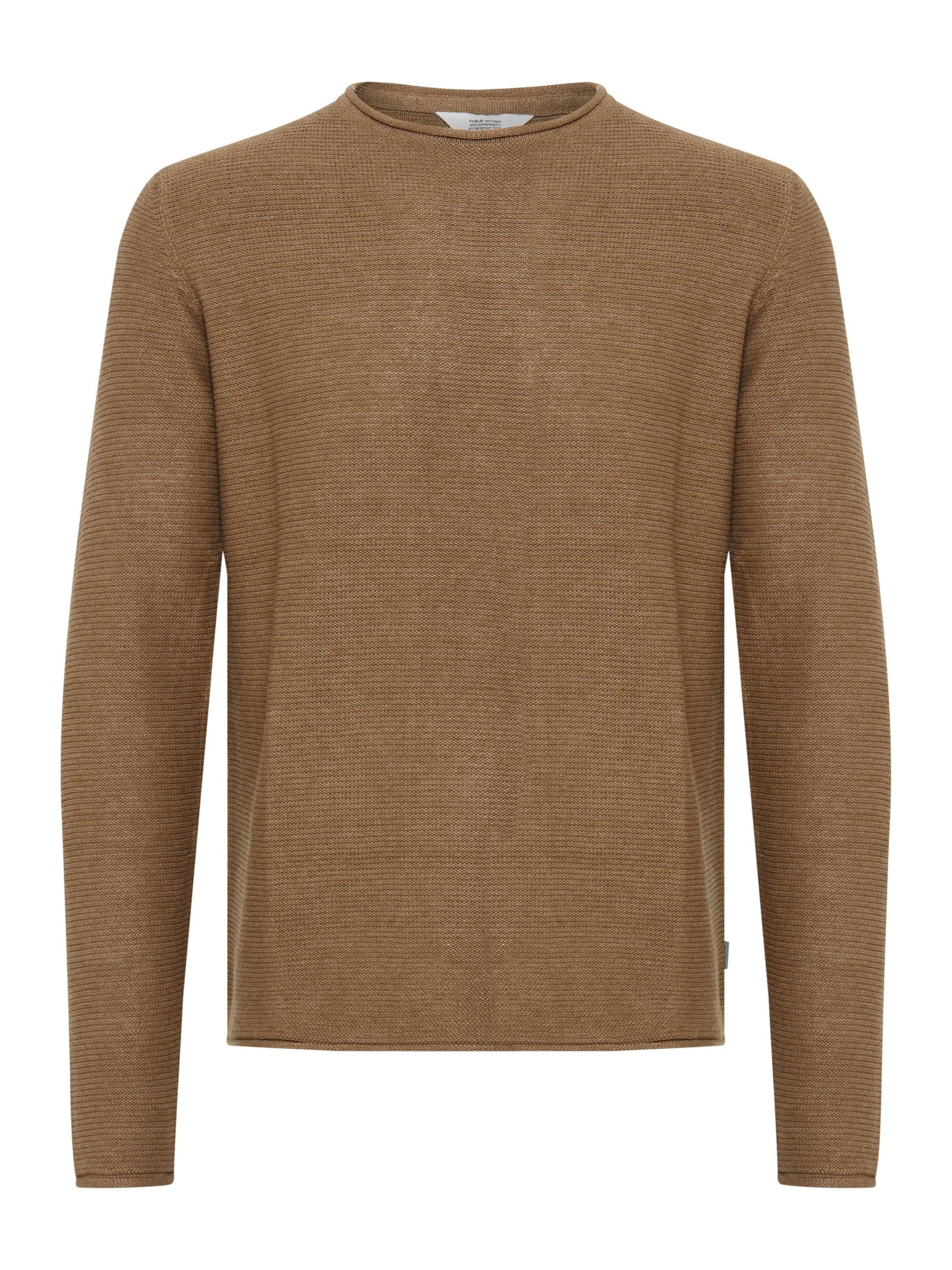 !Solid Πουλόβερ σε καφέ: μπροστά