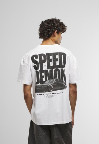 Mister Tee - Camisa 'Speed Demon' em branco: frente