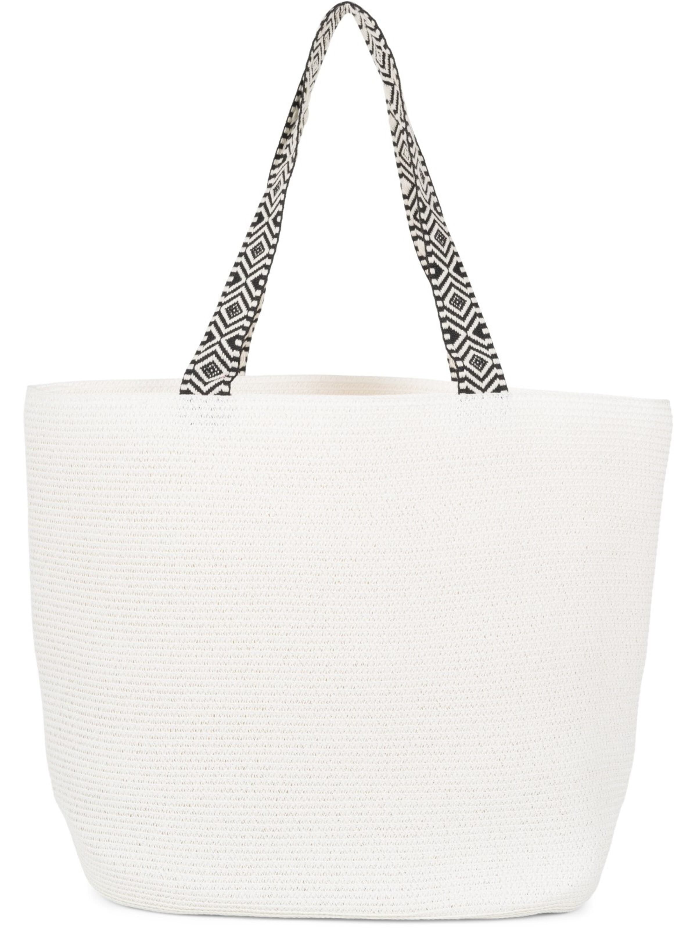 styleBREAKER Strandtasche 'Papierstroh Strandtasche Azteken Muster'‌‌‌ in Weiß