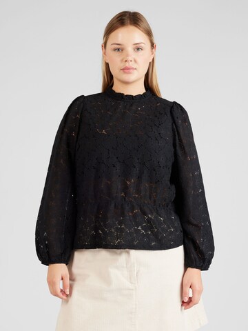 PIECES Curve Blouse 'JANESSA' in Zwart: voorkant