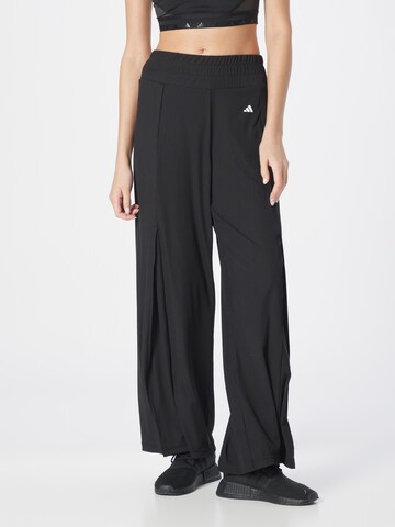 ADIDAS PERFORMANCE Wide leg Workout Pants 'Studio' in Black: front