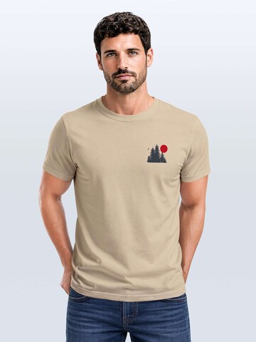 Neverless Shirt 'Waldkette Badge' in Beige