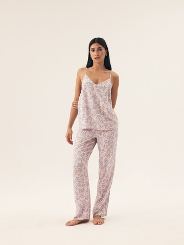 Henderson Pajama 'Schlafanzug ärmellos V-Ausschnitt lange Hose Viskose komfortabel Nadar' in Blue: front