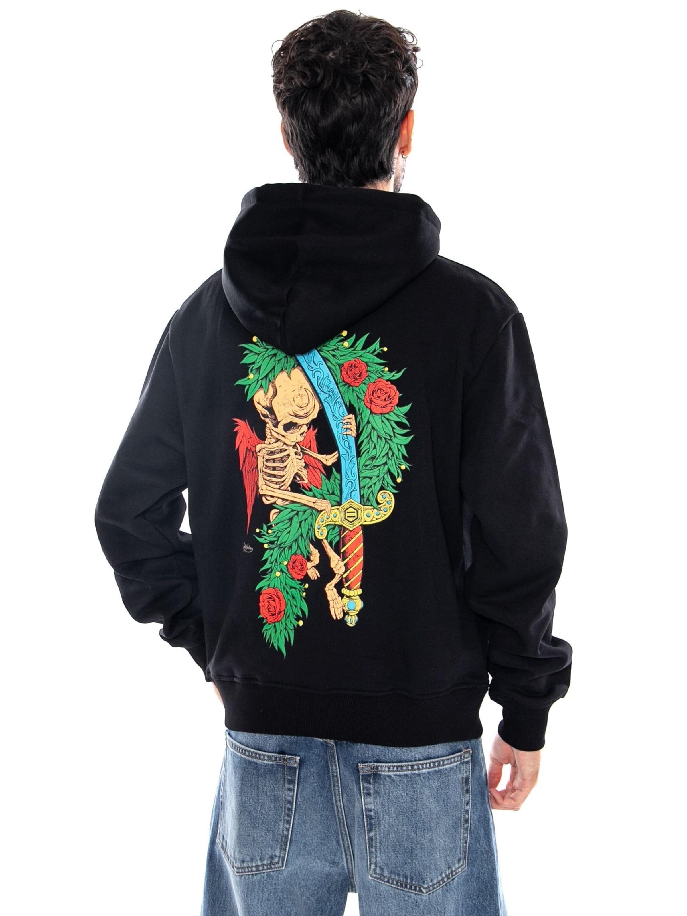 DOLLY NOIRE Sweatshirt 'ASSO DI SPADE' in Zwart: voorkant