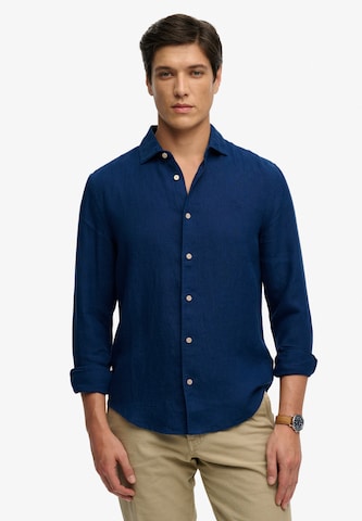 Coupe regular Chemise 'Riviera' Superdry & Co en bleu : devant