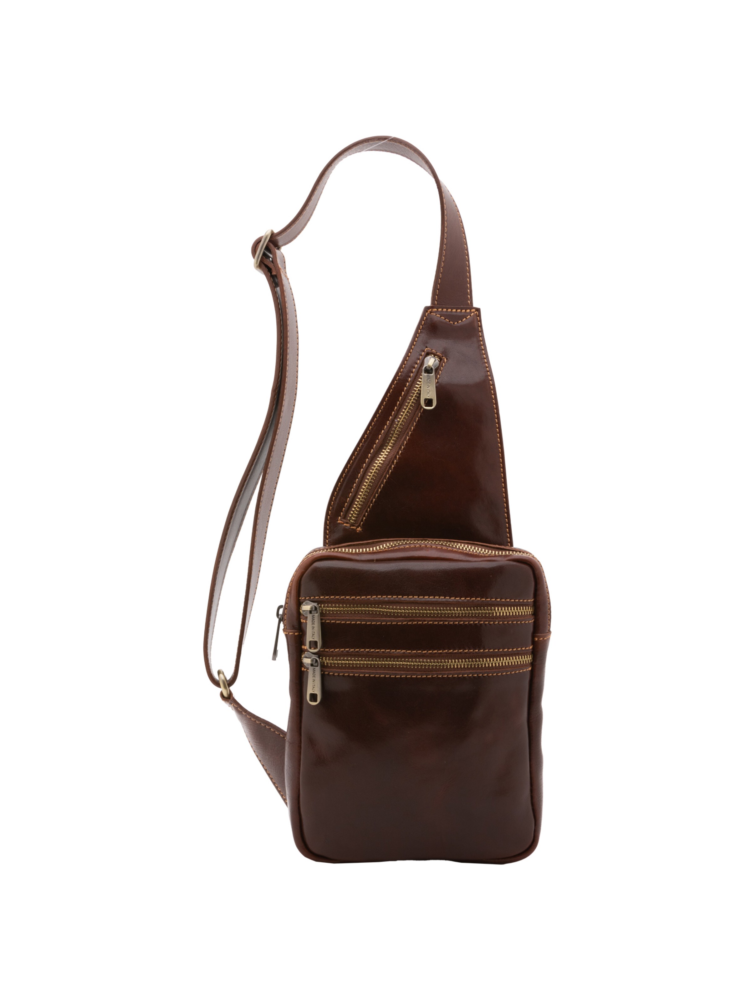Borsa a tracolla 'Borsa a tracolla uomo in vera pelle - Made in Italy' di I Fratelli in marrone: frontale
