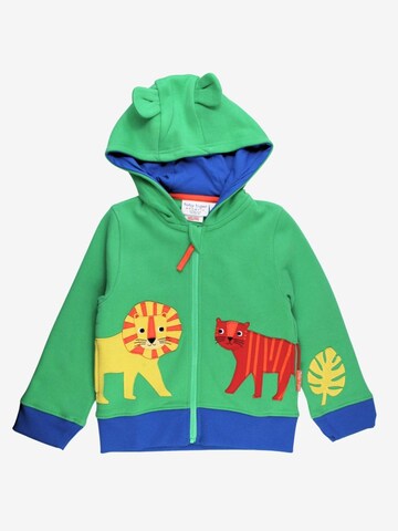 Toby Tiger Zip-Up Hoodie 'Tiger und Löwen-Applikation' in Green: front