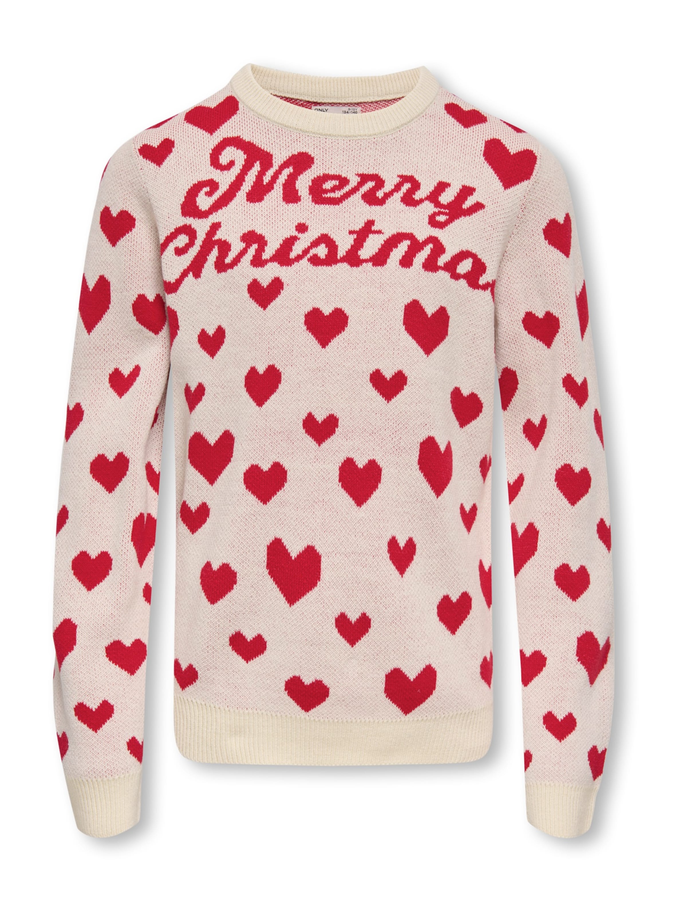 ONLY GIRLS Pullover 'KOGXMAS MERRY' in Beige: Vorderseite