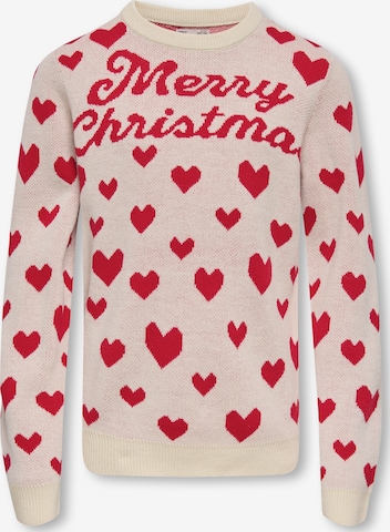 Pullover 'KOGXMAS MERRY' di ONLY GIRLS in beige: frontale