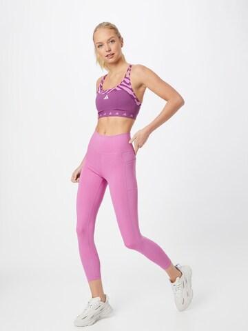 ADIDAS SPORTSWEAR - Skinny Calças de desporto 'Optime Shiny ' em rosa