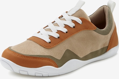 LASCANA Låg sneaker i beige / brun / grön / vit, Produktvy