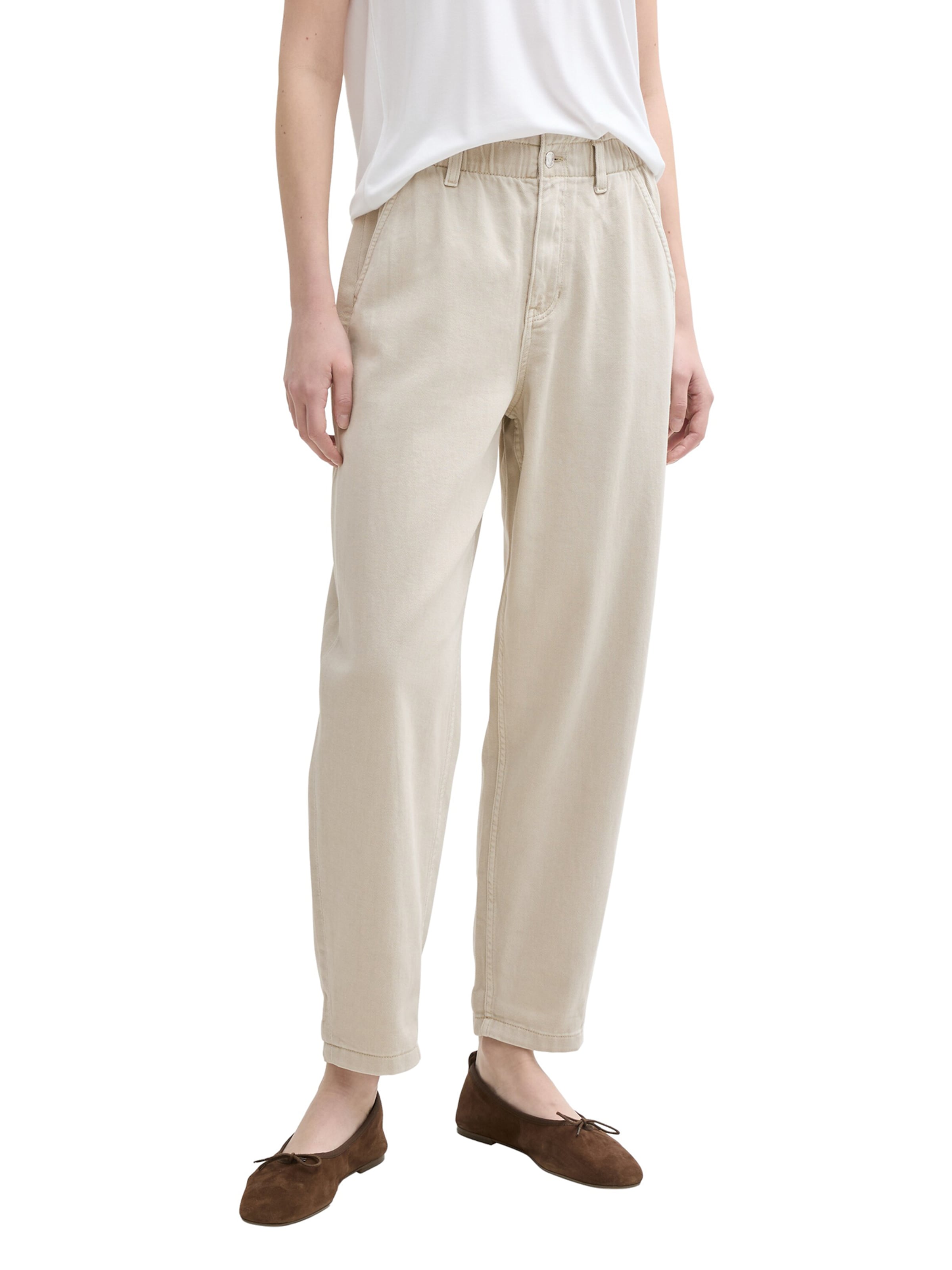 TOM TAILOR DENIM Tapered Jeans in Beige: front