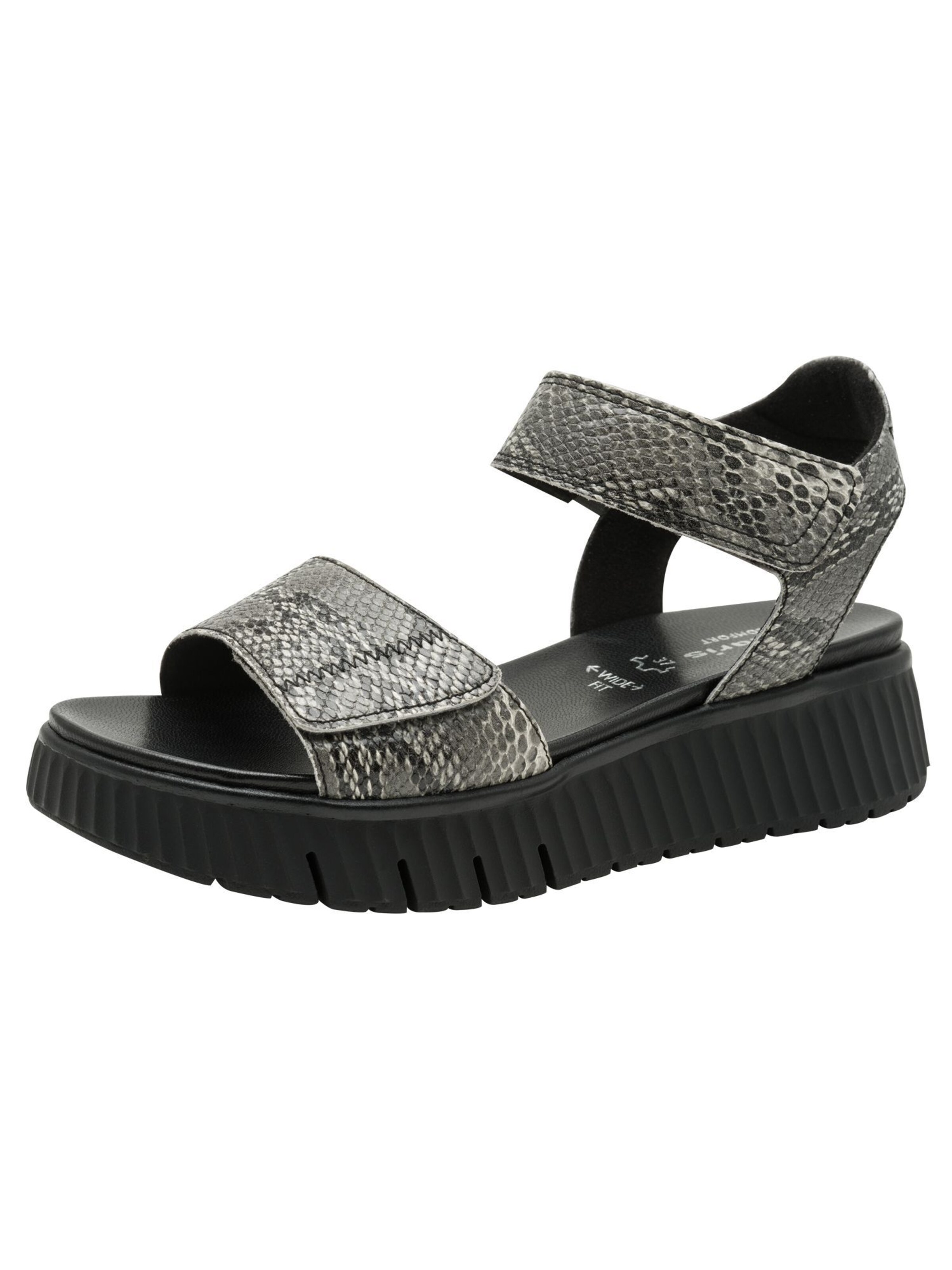 Tamaris Wide Fit Sandals in Grey: front