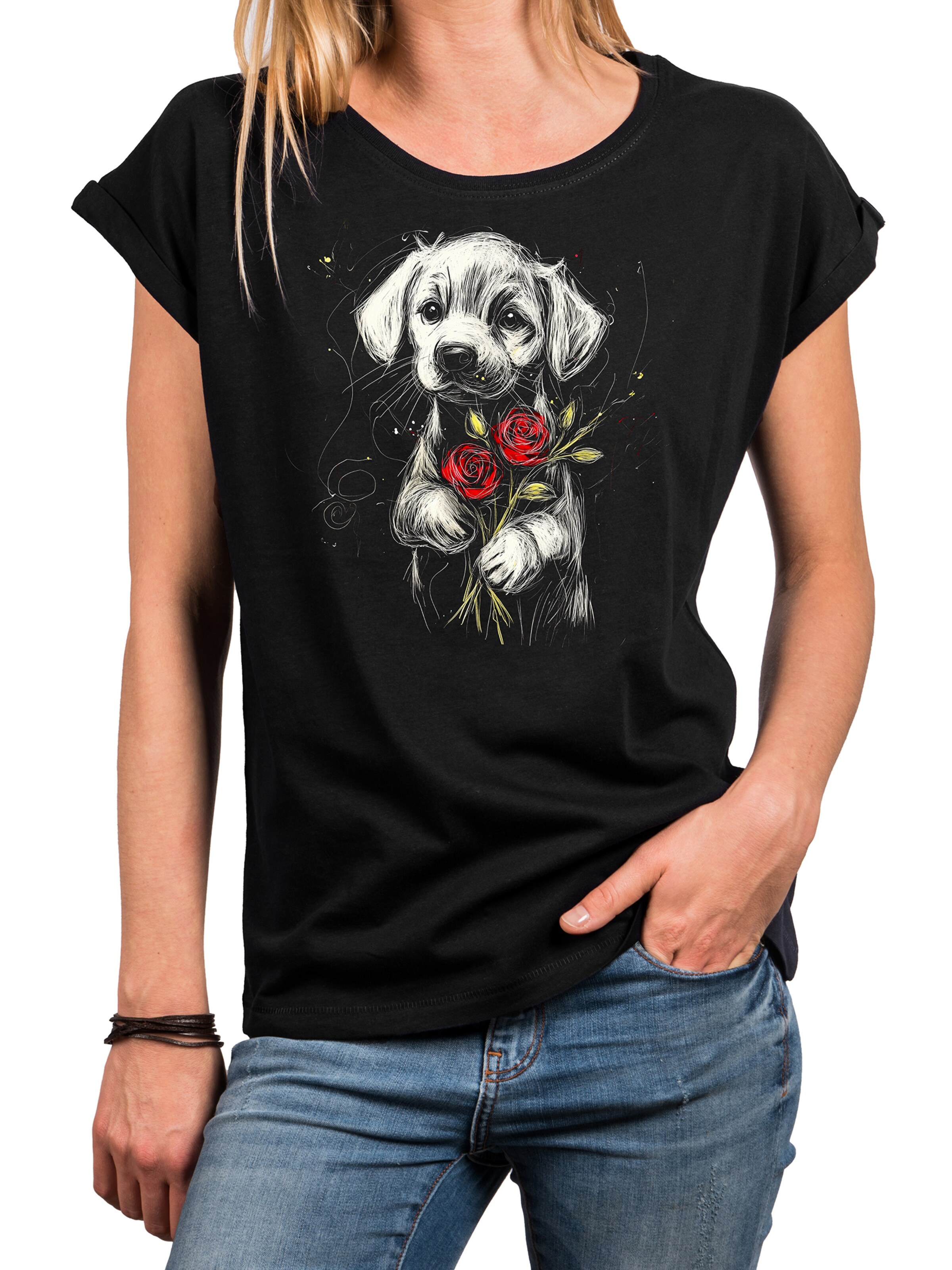 MAKAYA Shirt 'Labrador Rose' in Black