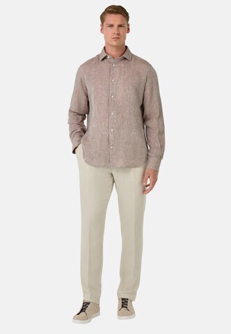 Boggi Milano Regular Bandplooibroek in Beige