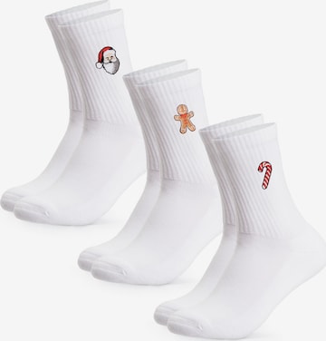 Chaussettes 'Christmas Claus' Occulto en blanc : devant