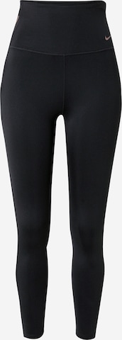 NIKE Skinny Workout Pants in Black: front