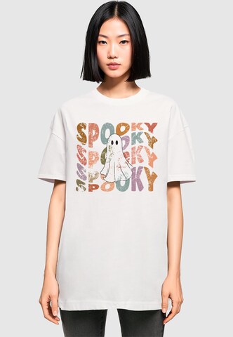 Merchcode T-Shirt 'Halloween - Spooky Ghost' in Weiß: Vorderseite