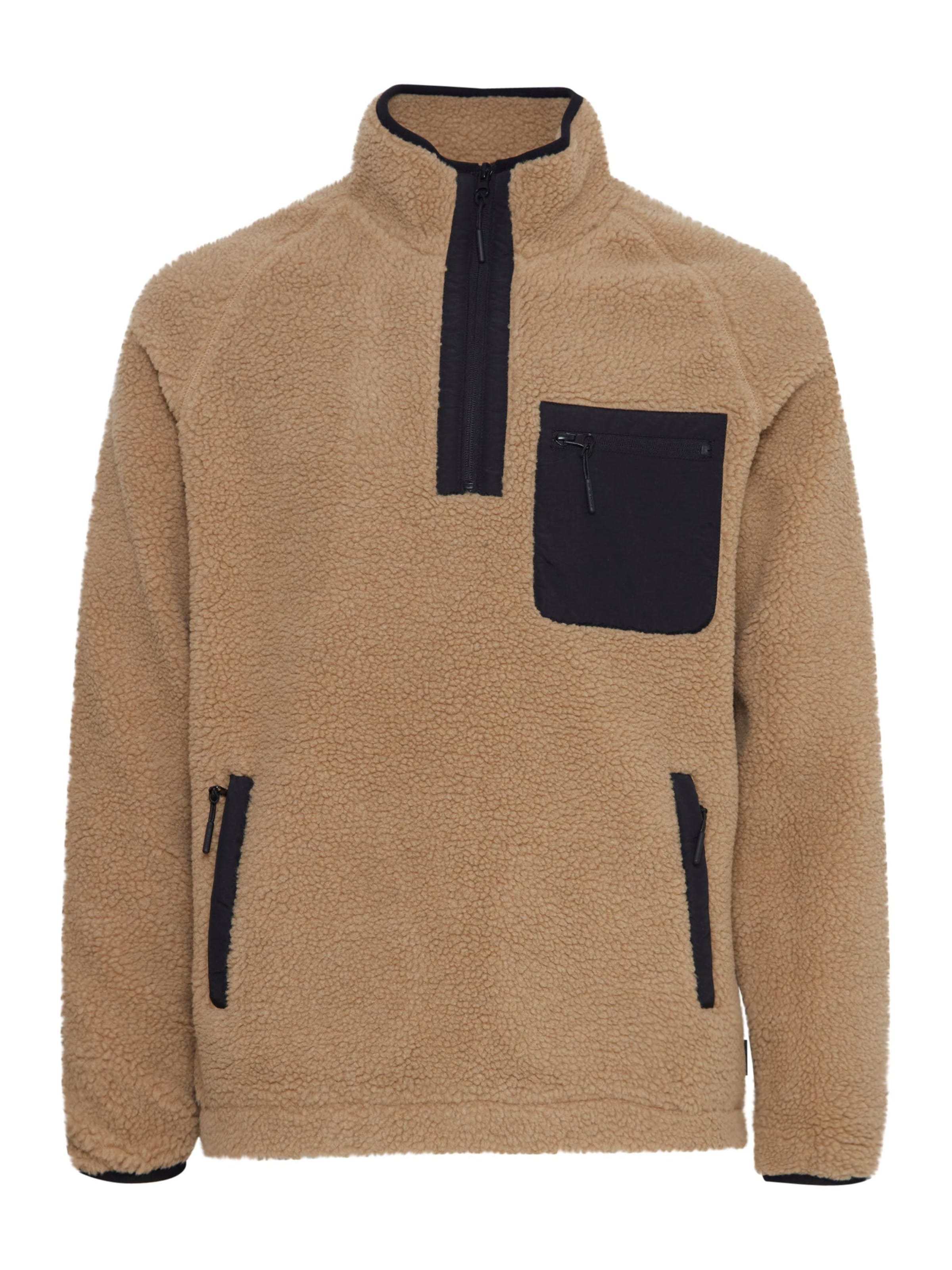 INDICODE JEANS Fleece jacket 'Trout' in Beige: front