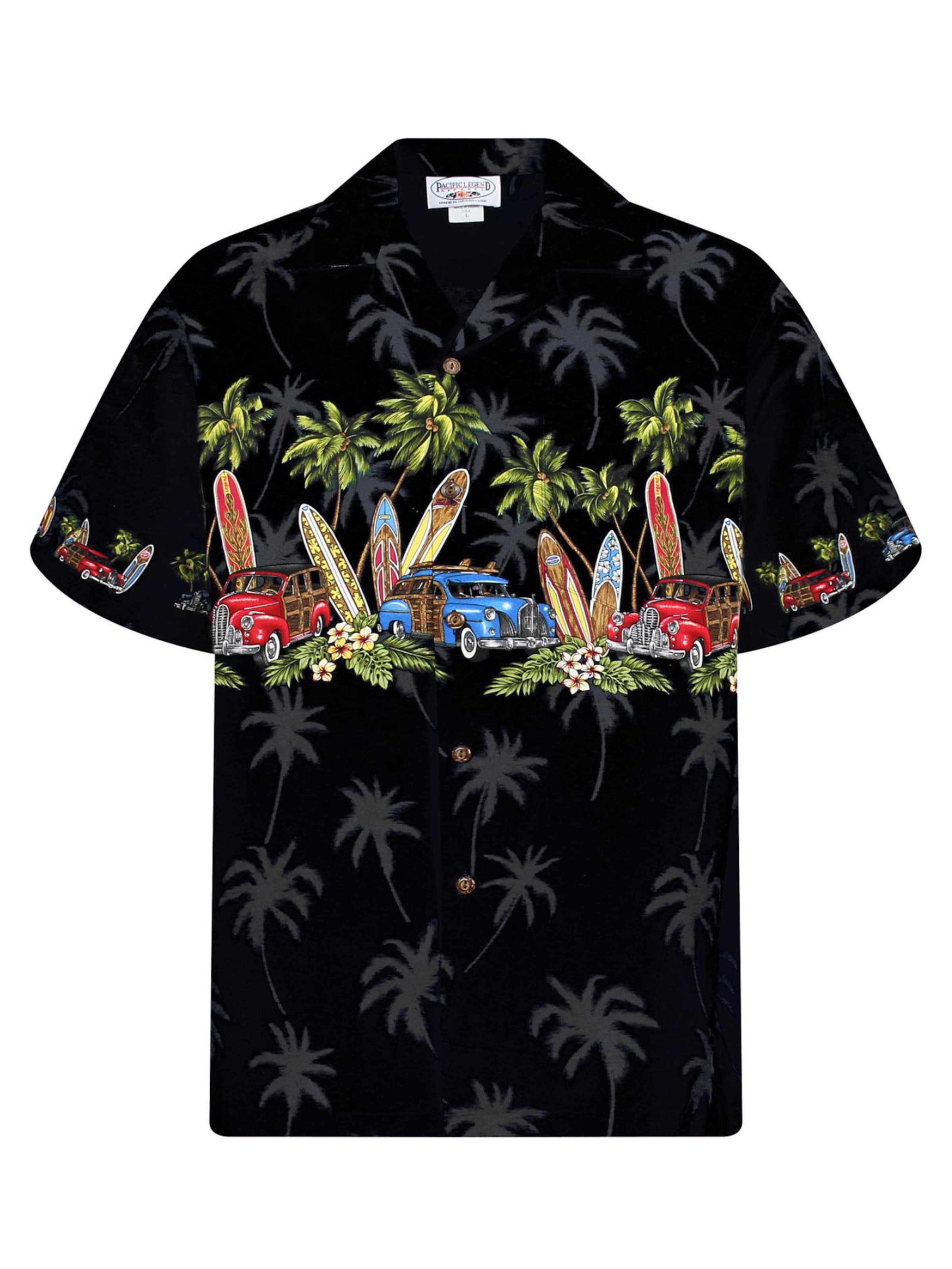 Pacific Legend Button Up Shirt 'Surfbretter Autos' in Black, Item view