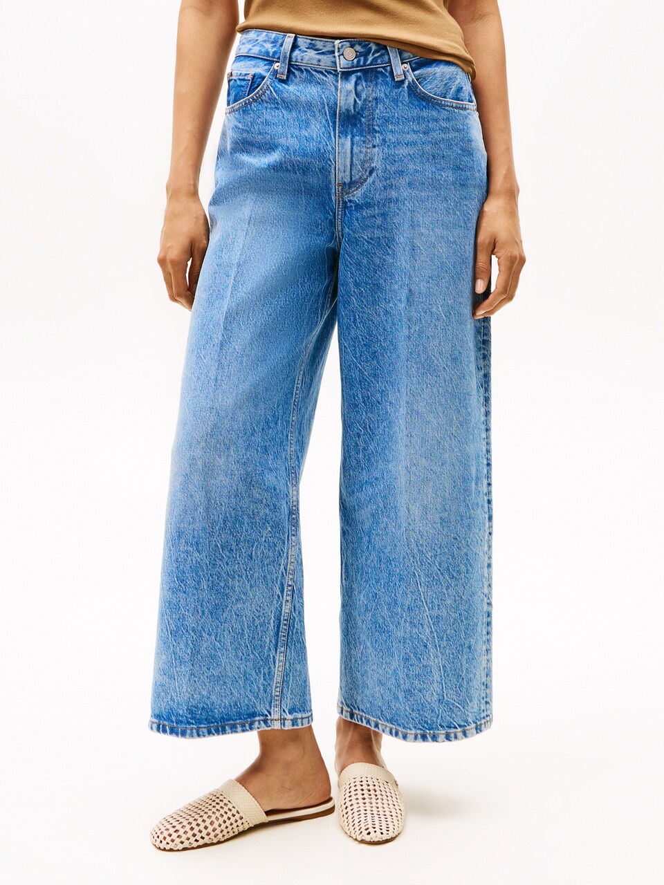 Wide leg Jeans de la TOMMY HILFIGER pe albastru: față
