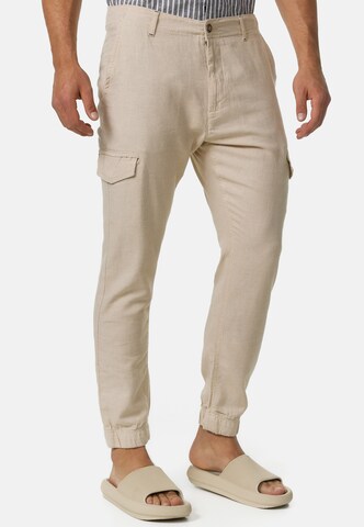 INDICODE JEANS Tapered Trousers 'Booth' in Beige