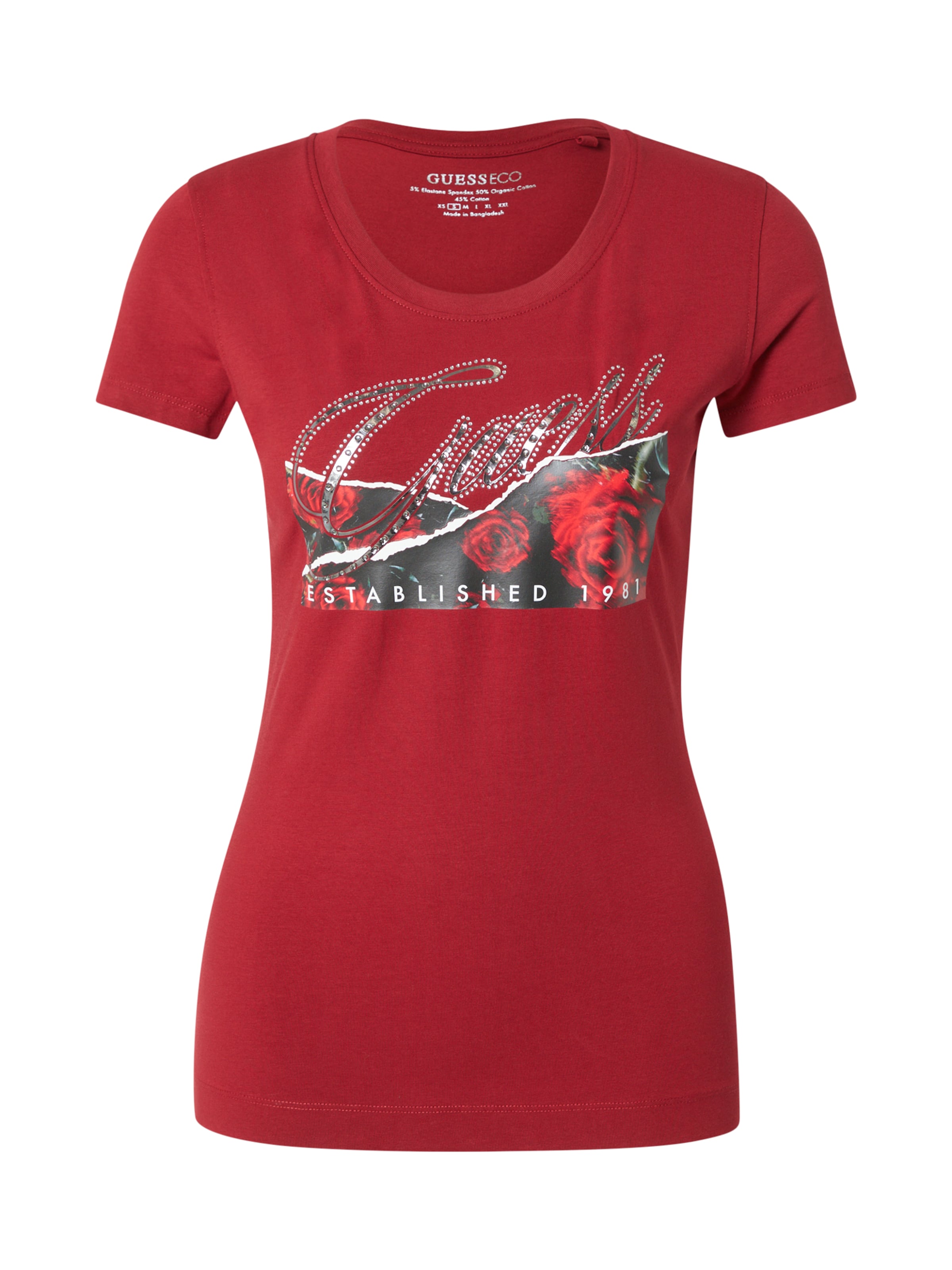 GUESS Shirt 'ROSES' in Red: front