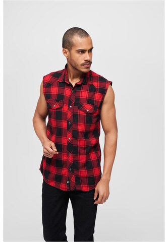 Brandit Regular fit Button Up Shirt in Red: front