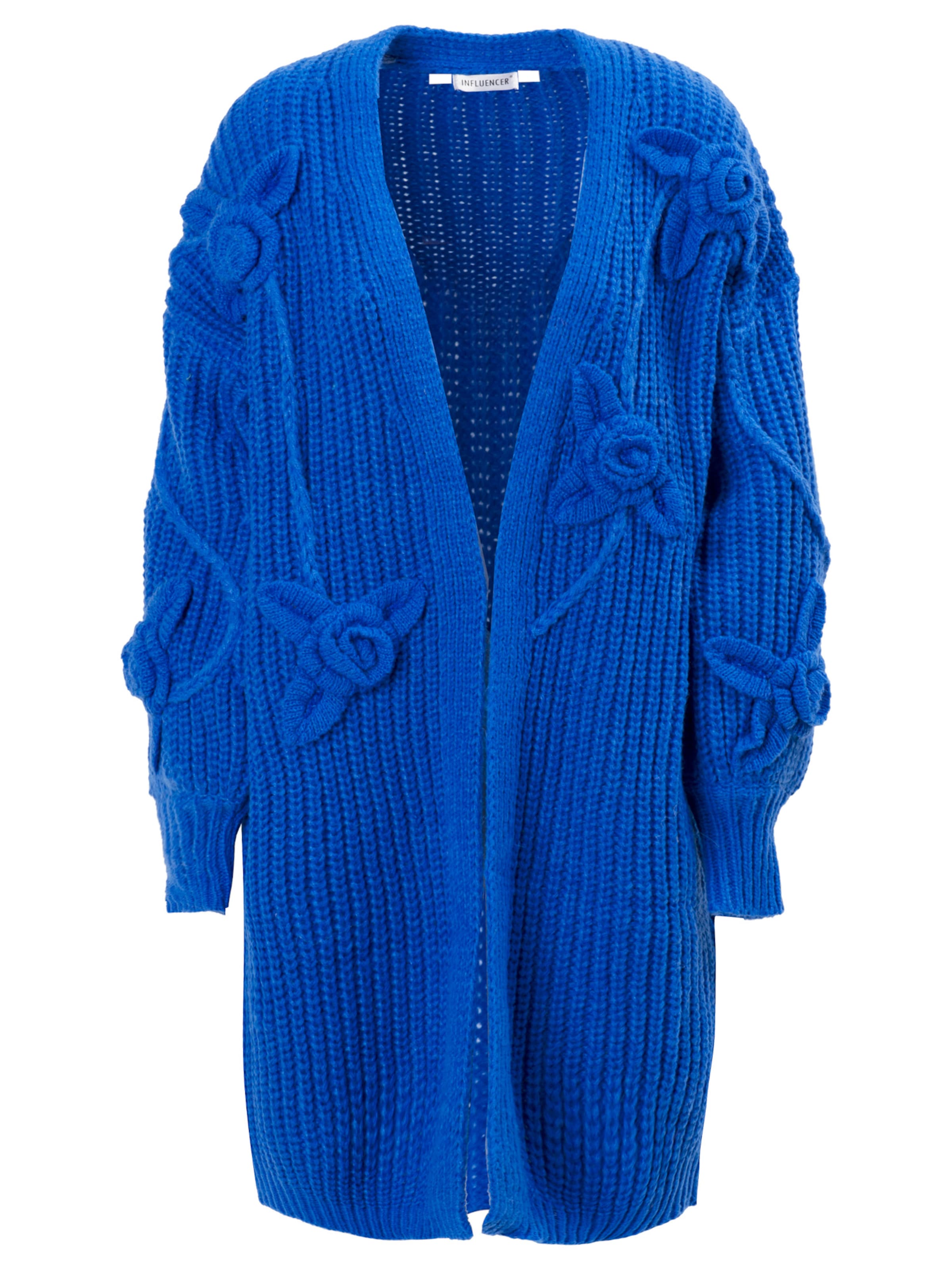 Influencer Gebreid vest in Blauw: voorkant