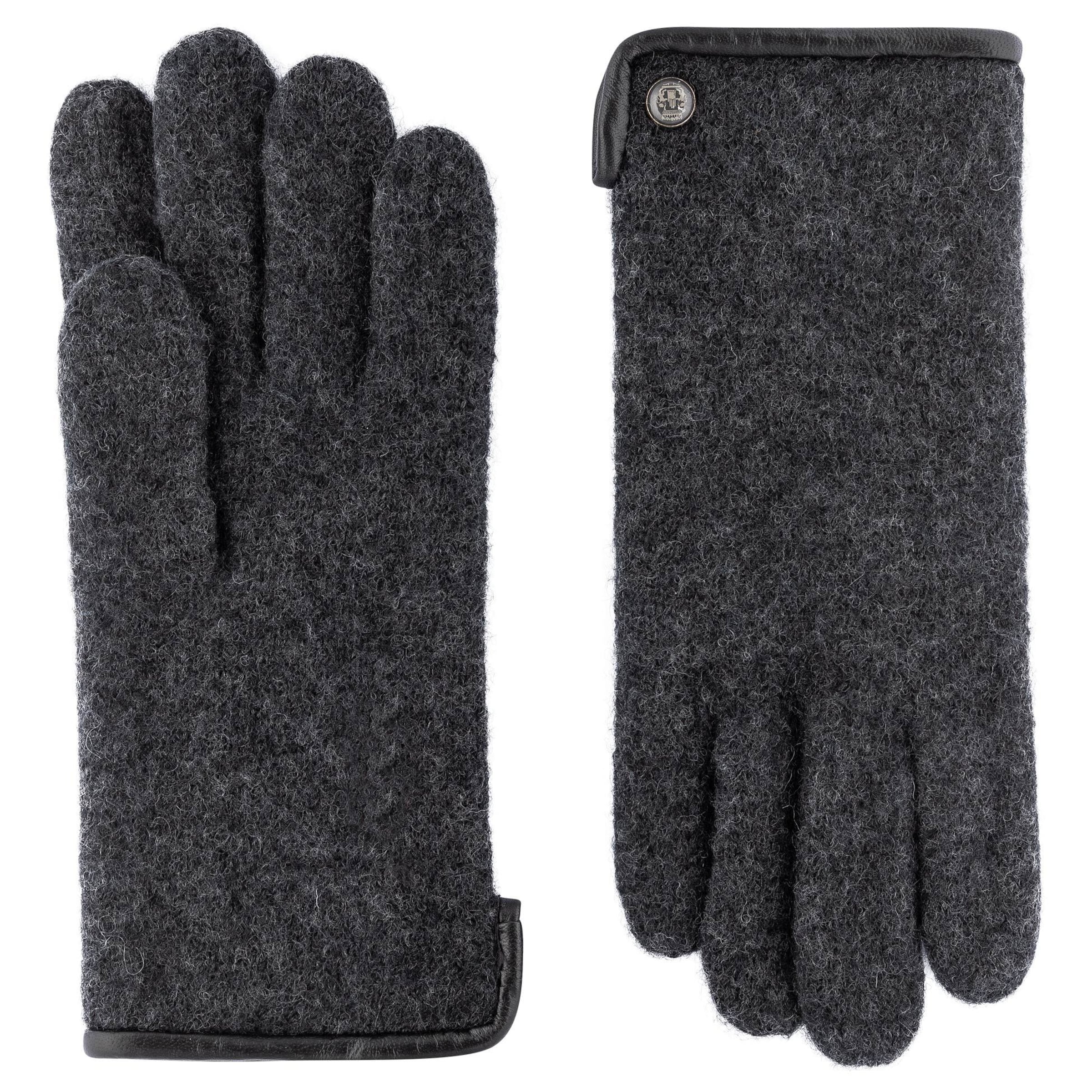 Roeckl Full finger gloves 'FELTED WOOL' in Grey: front