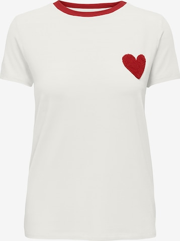 T-shirt 'ONLHEART' ONLY en blanc : devant