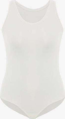 SPANX Shirt Bodysuit 'Scoop Neck' in White: front