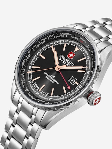 SWISS MILITARY HANOWA Analoog horloge 'Afterburn Gmt' in Zilver