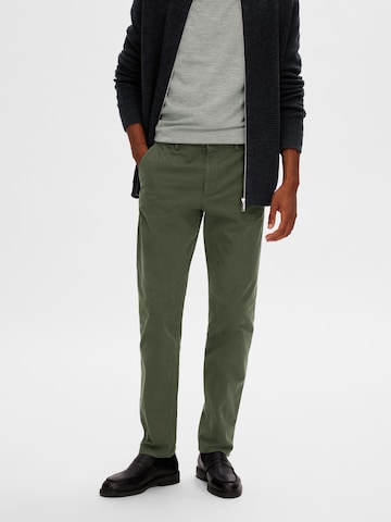 Coupe slim Pantalon chino SELECTED HOMME en vert : devant