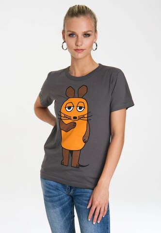 LOGOSHIRT T-Shirt 'Die Sendung mit der Maus' in Grau: predná strana