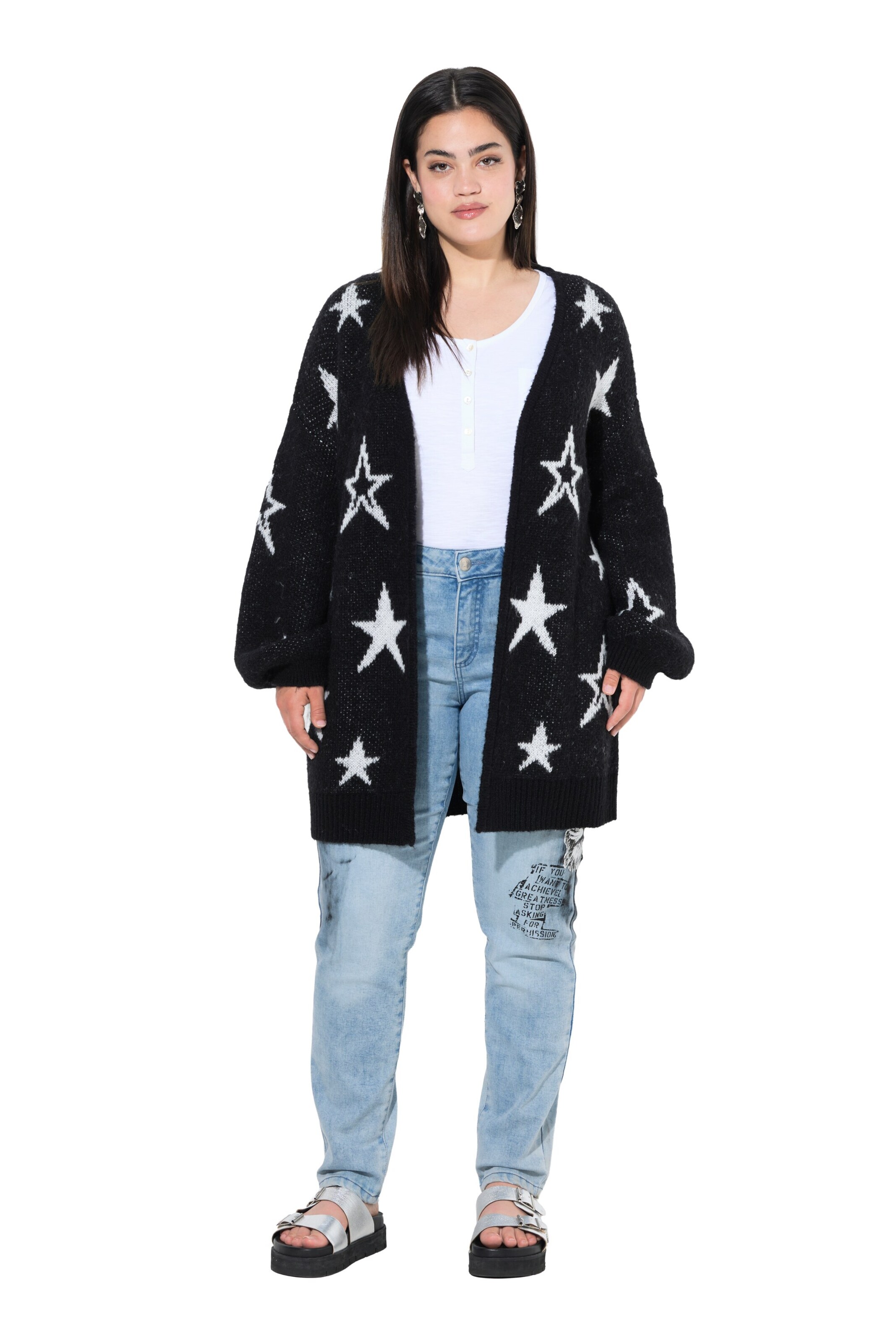 Angel of Style Knit cardigan in Black: front