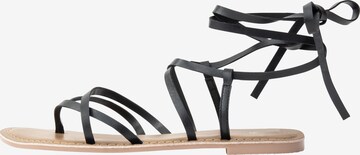 DreiMaster Vintage Strap Sandals in Black: front